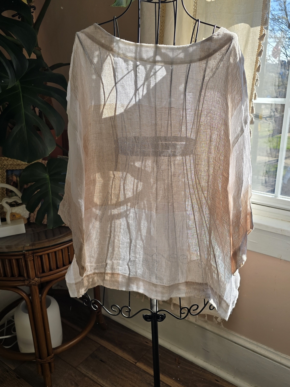 Lightweight Sheer Tunic Top in Beige-Cream